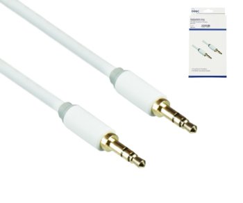 Cabo de áudio de 3,5 mm estéreo ficha a ficha, gama Mónaco em branco, caixa DINIC com orifício europeu, comprimento 2,00 m